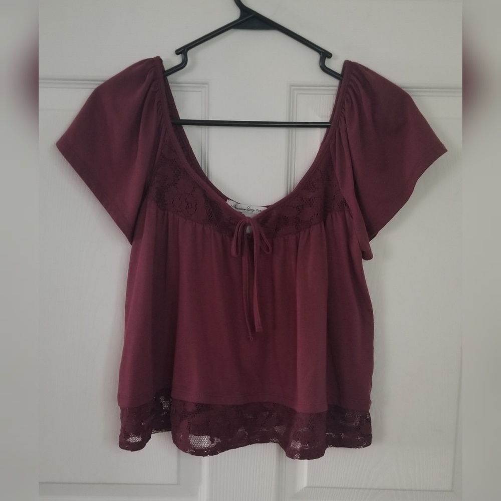 American Rag Maroon Lace Crop Top